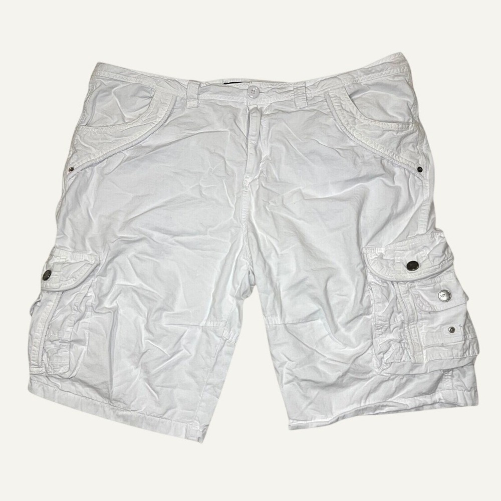 Xray Jeans Mens White Cargo Shorts Size 42 Utility Multi Pocket Casual Summer